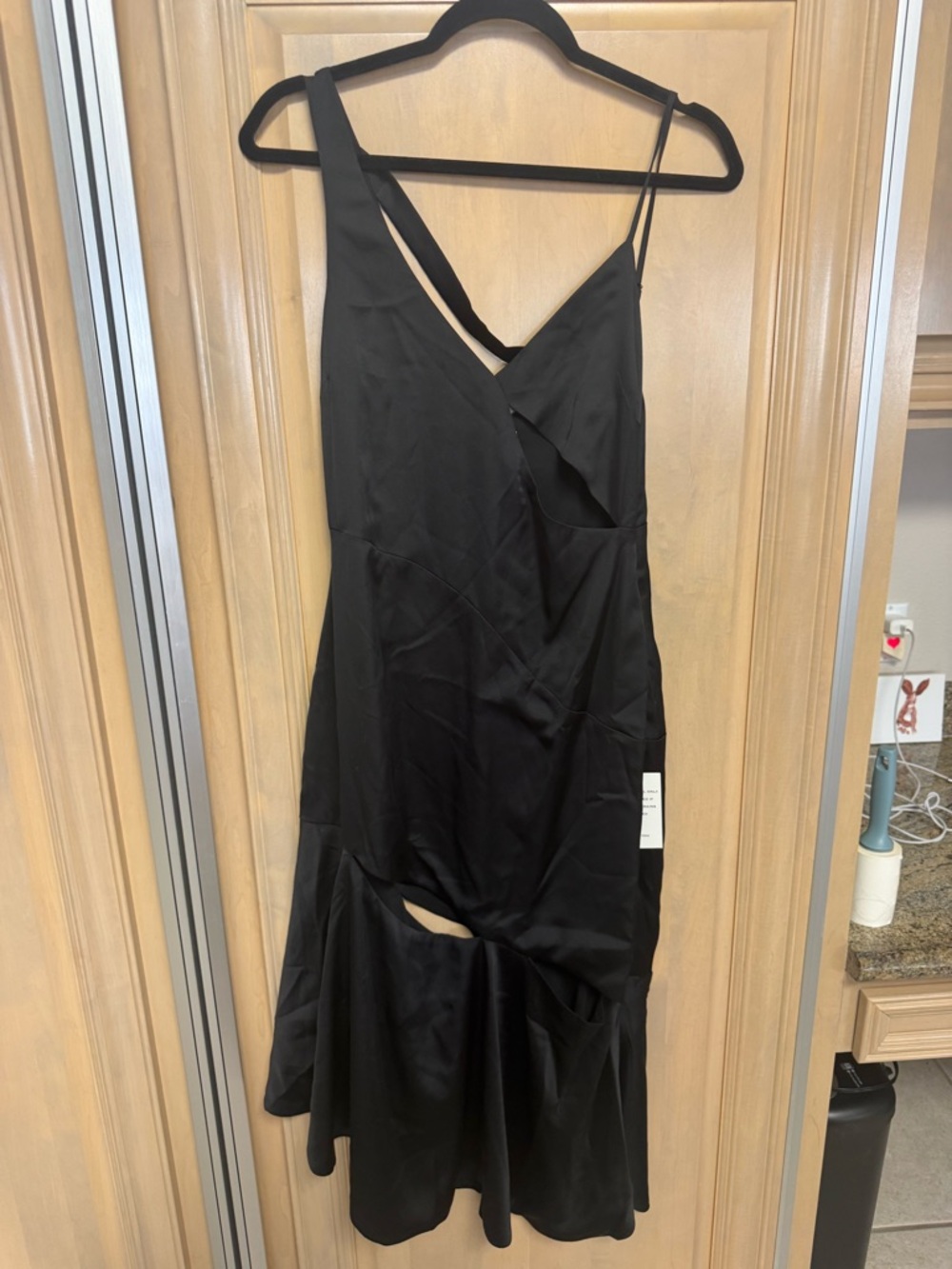 For Love And Lemons Liv Cut Slip Dress Black Satin Large NWT